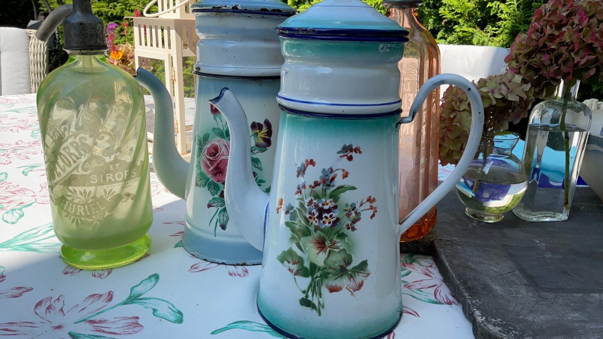 Emaille Frans gebloemde Koffiepot, Ophalen of Verzenden