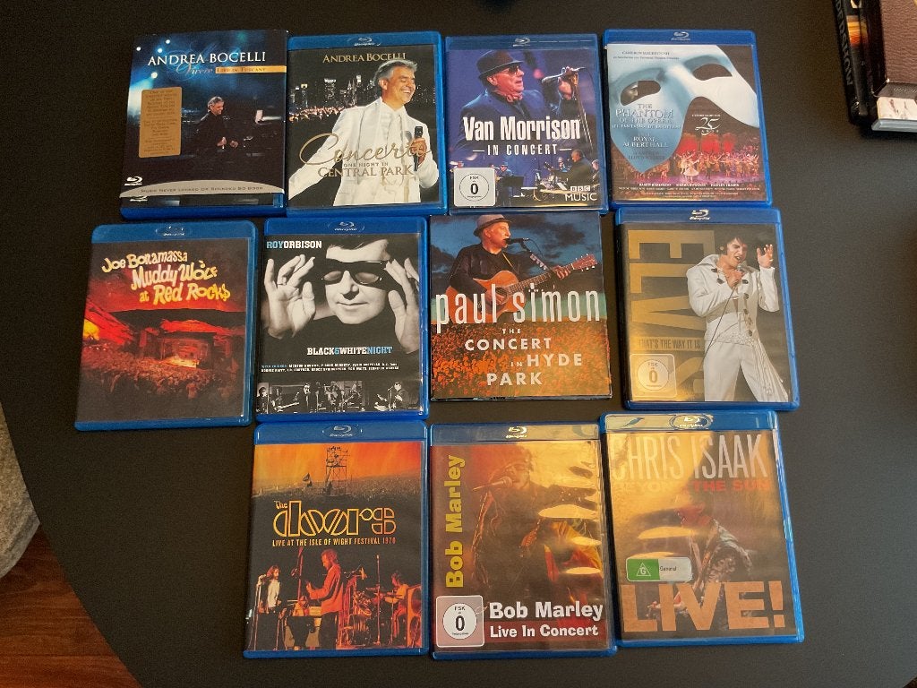 Verzameling Blu ray concerten diverse, Concert, Zo goed als nieuw, Blu-ray, Ophalen