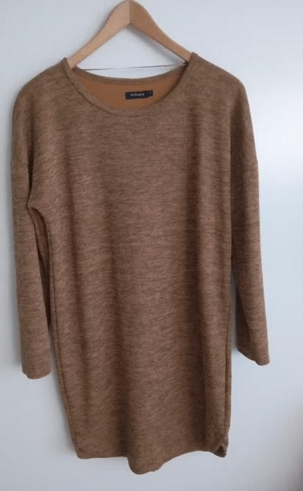 Pescara okerbruin gemêleerde tricot jurk, maat L, Oosterveldweg 15, 7274 DZ, Bruin, Verzenden, Maat 42/44 (L)