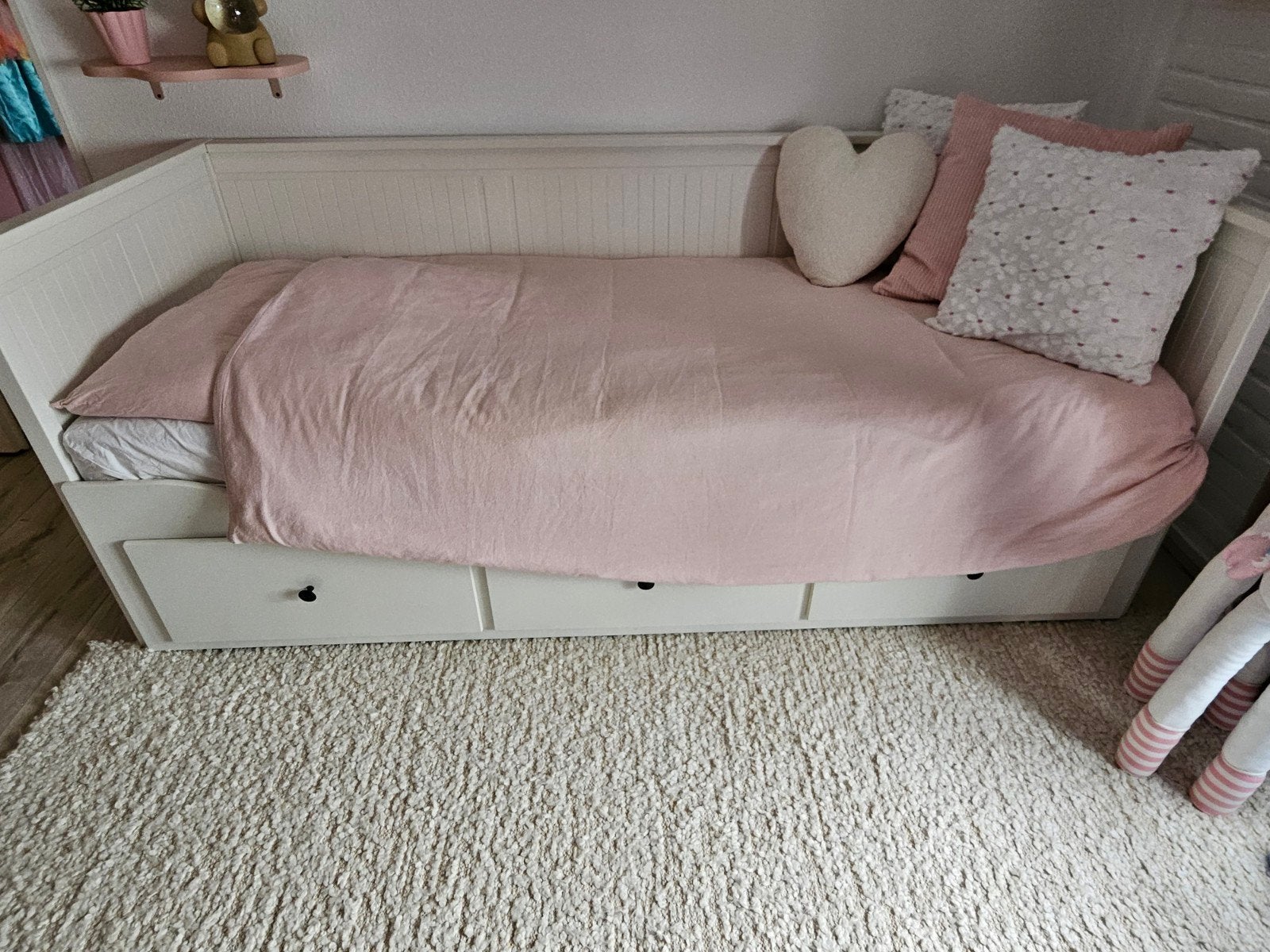 Ikea uitschuifbaar bed 80x200 met Alpine matras, Ophalen, Gebruikt, Eenpersoons, Wit