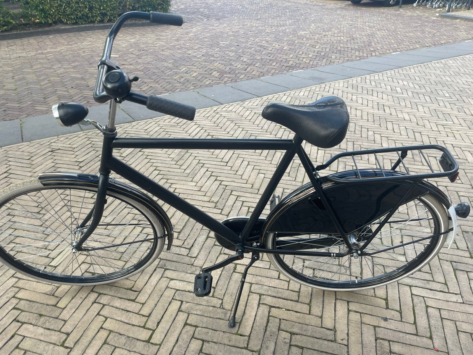 Zwarte stadsfiets, Fietsen en Brommers, Terugtraprem, Gebruikt, Versnellingen, 53 tot 57 cm
