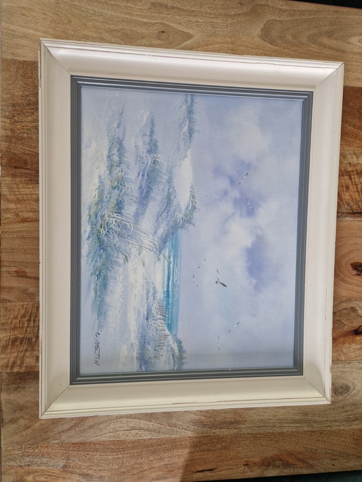 Schilderij C. Melton - Duinlandschap met zeegezicht, Antiek en Kunst, Ophalen, Maritiem / water, Doek, Realistisch