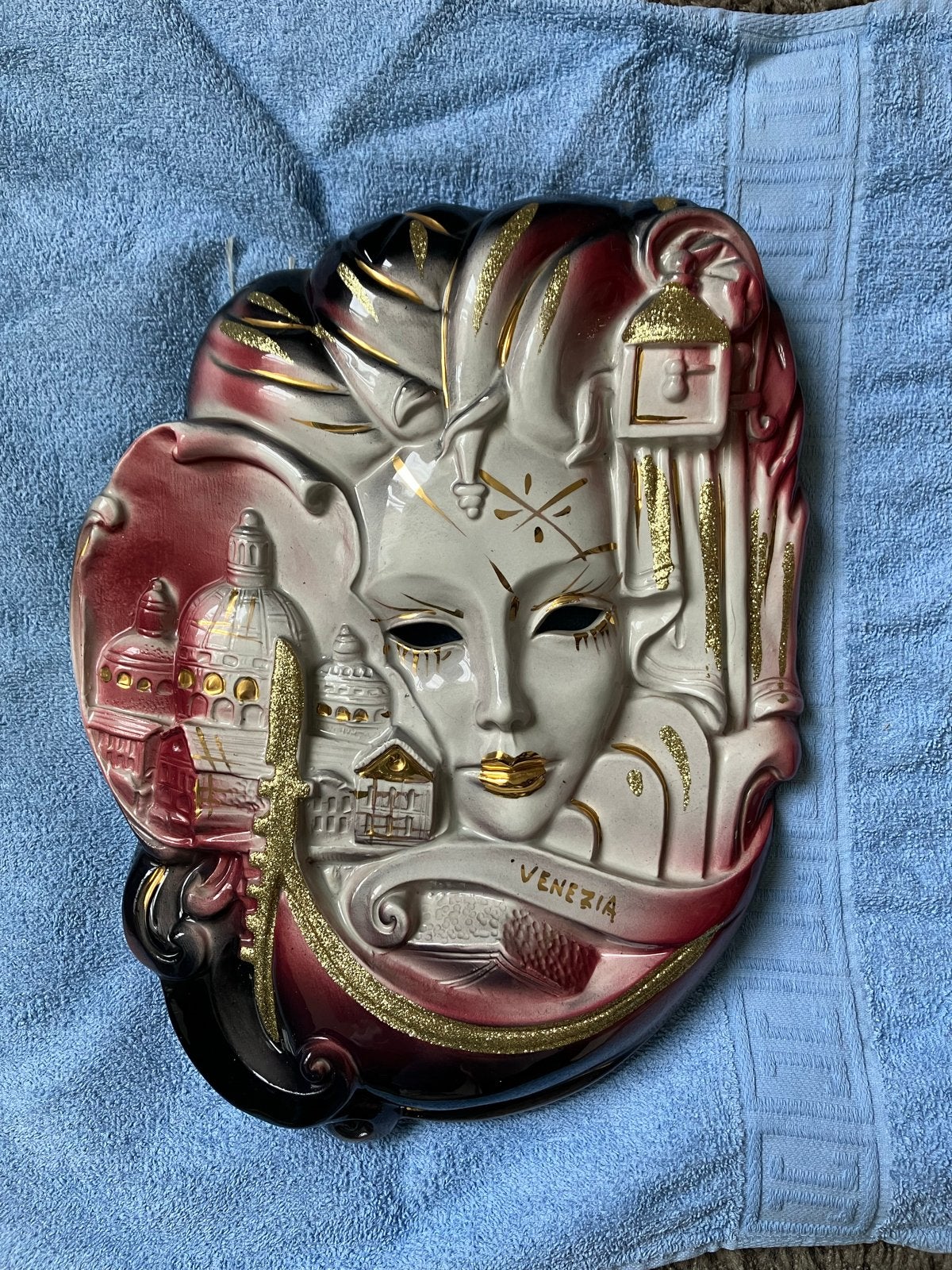 Decoratieve Venetiaanse Masker Wanddecoratie - Venezia, Antiek en Kunst, Curiosa en Brocante, Ophalen of Verzenden