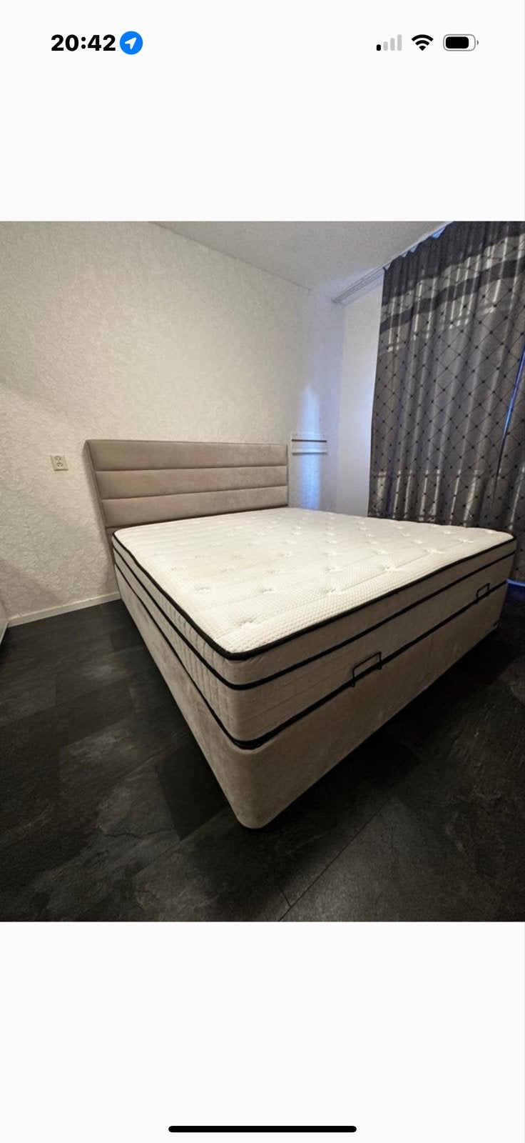 Boxspring 180 cm - Zeer Mooi en Comfortabel, Beige, Tweepersoons, Ophalen of Verzenden, Zo goed als nieuw