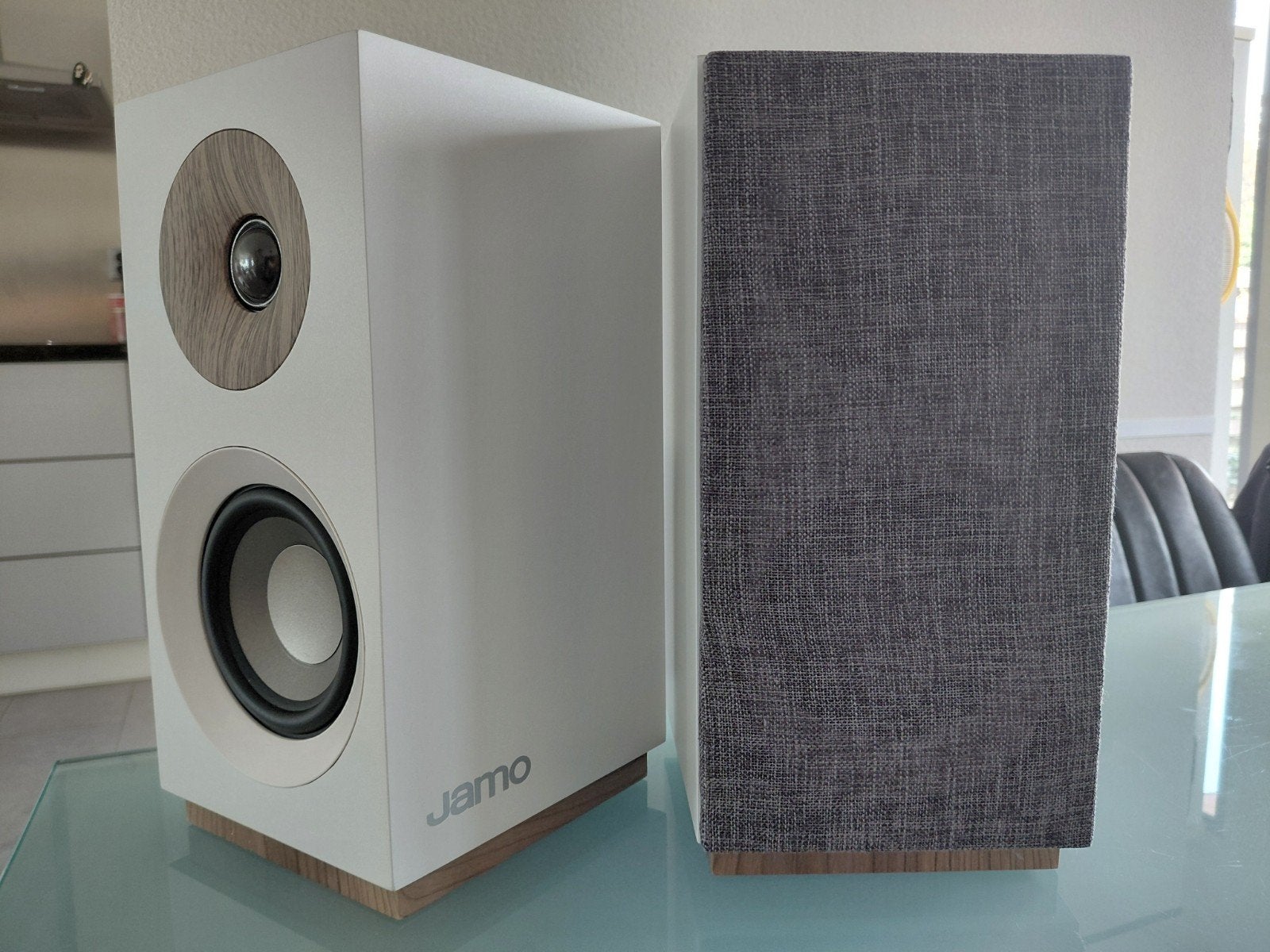 Jamo S801 speakers wit, Audio, Tv en Foto, Luidsprekers, Nieuw, Ophalen of Verzenden, 60 tot 120 watt, Front, Rear of Stereo speakers