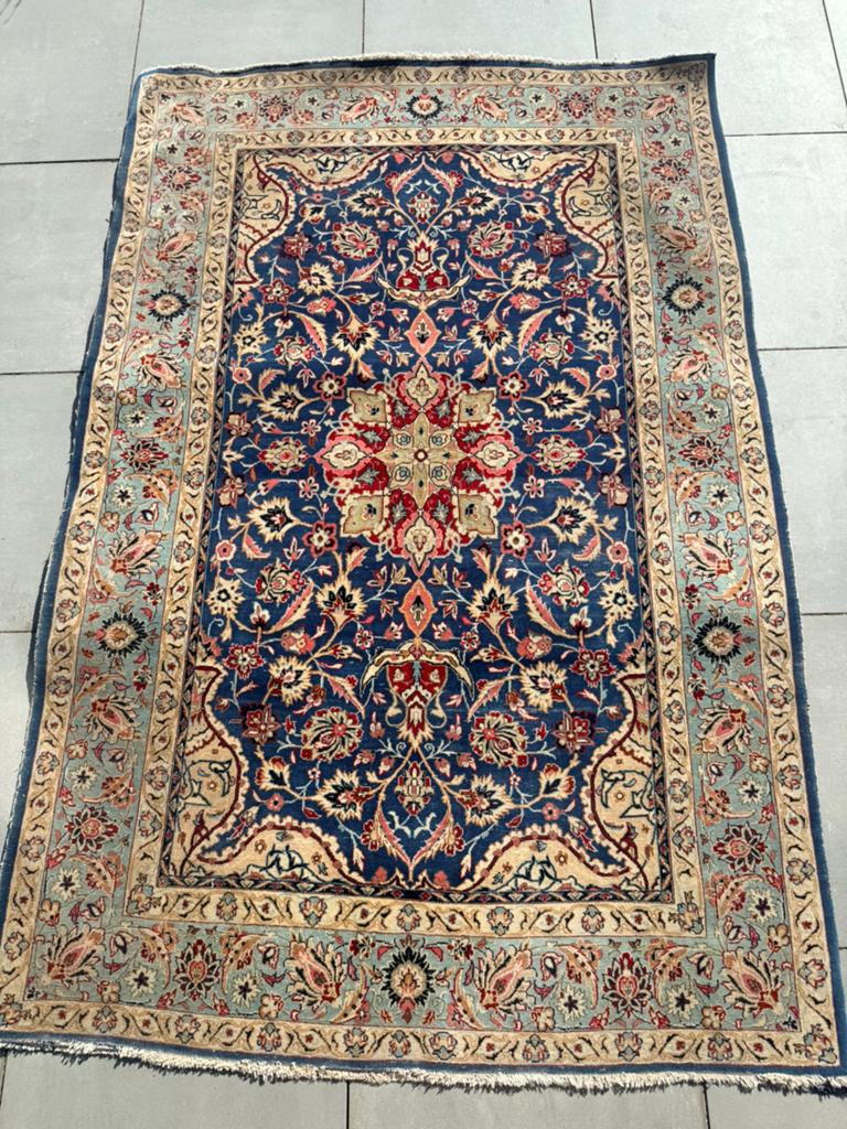 Perzisch tapijt, Ophalen, Gebruikt, 100 tot 150 cm, Blauw