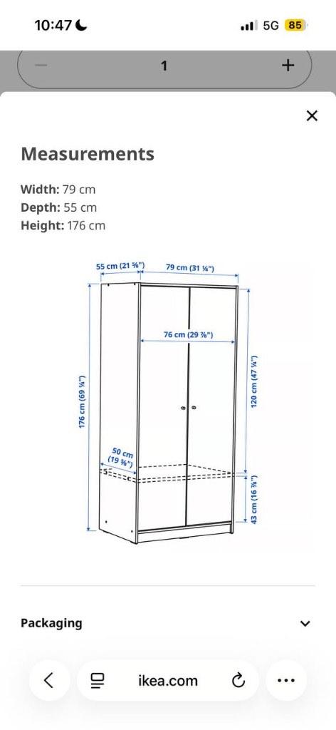 Ikea wardrobe, Ophalen, 50 tot 100 cm, Zo goed als nieuw, 25 tot 50 cm