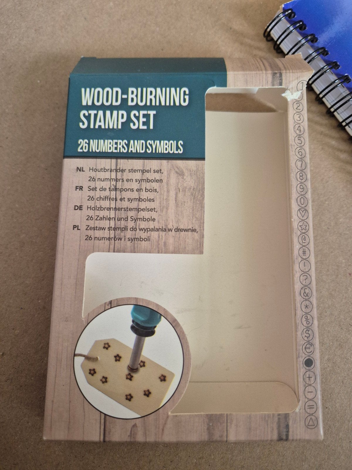 Houtbrand stempel set - 26 nummers en symbolen, Hobby en Vrije tijd, Knutselen, Verzenden, Gebruikt, Herbruikbaar