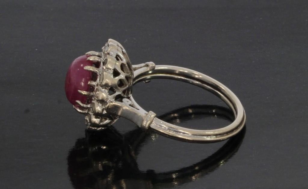 Robijn diamanten fraaie vintage gouden dames ring rozet, Voordeelsieraden, Verzenden, Zo goed als nieuw, 17 tot 18