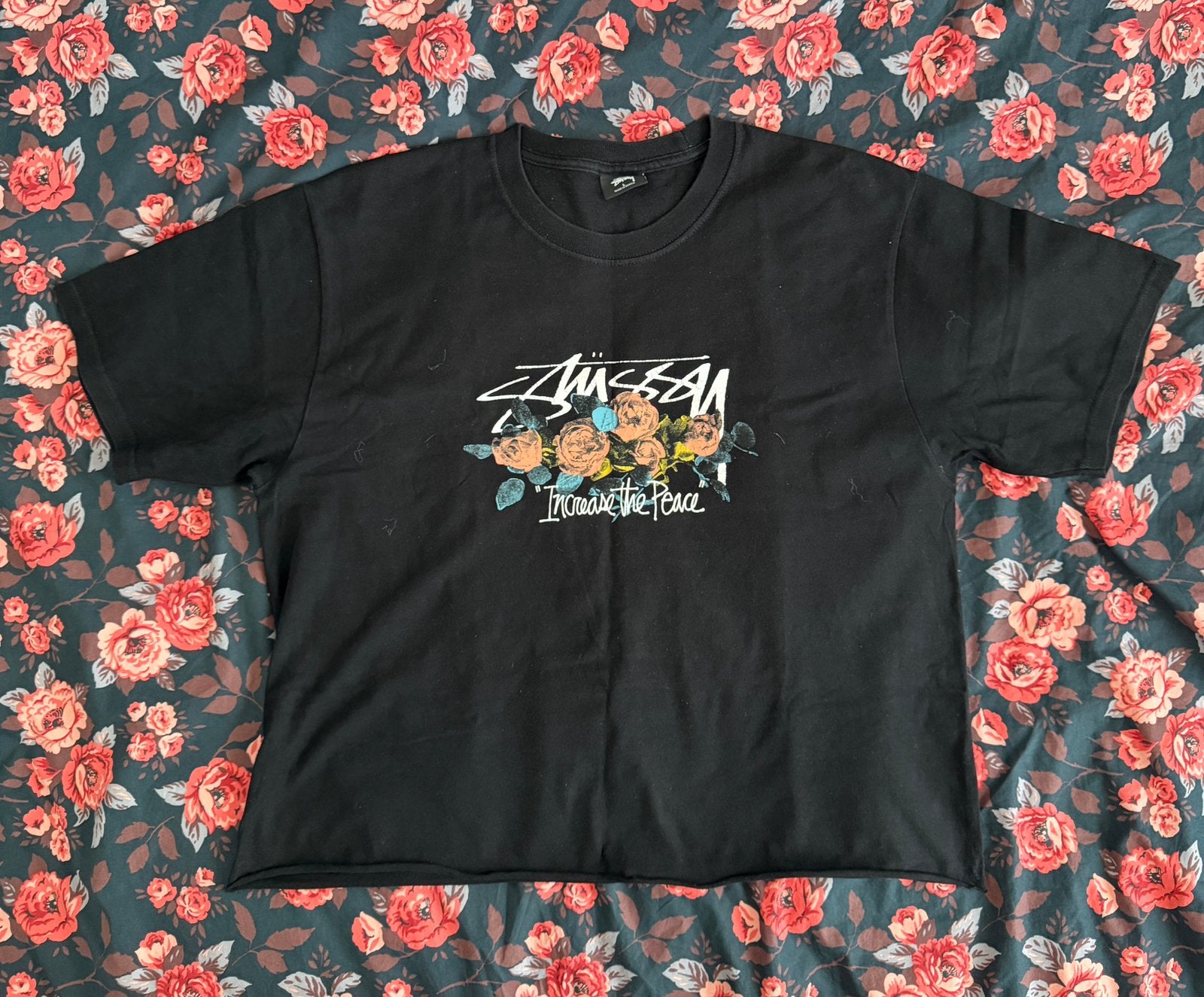 Stussy Graphic Tshirt (DIY cropped), Kleding | Heren, T-shirts, Ophalen of Verzenden, Zo goed als nieuw, Maat 52/54 (L), Zwart