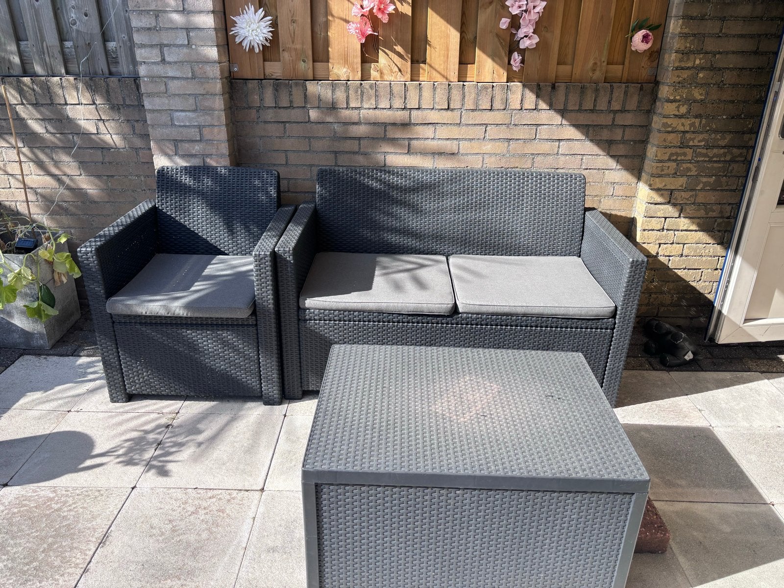 Loungeset met opbergtafel - Gebruikt, Ophalen, Gebruikt, 3 zitplaatsen, Loungeset