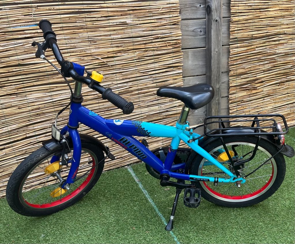 Alpina Yabber 16 inch jongensfiets met zijwieltjes, Ophalen, Terugtraprem, Gebruikt, Alpina