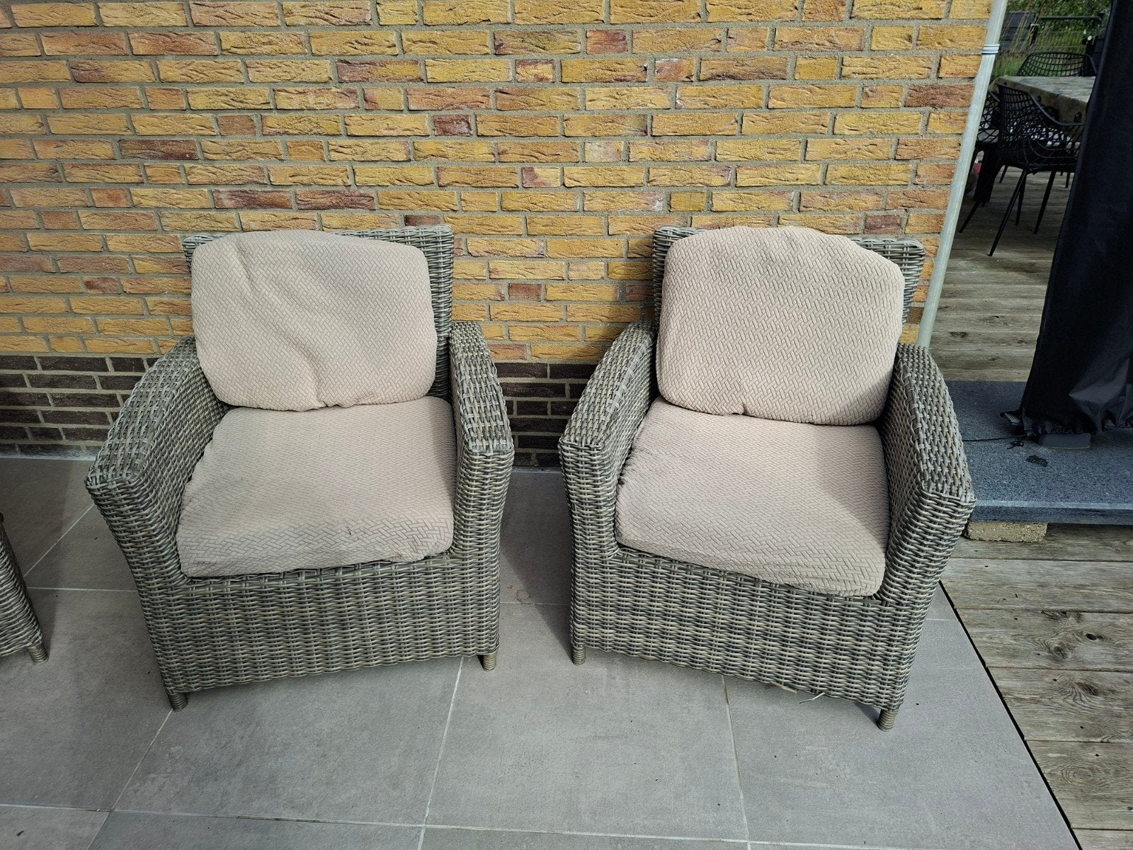 Lounge tuinset met nieuwe kussenhoezen, Ophalen, 5 zitplaatsen, Gebruikt, Bank