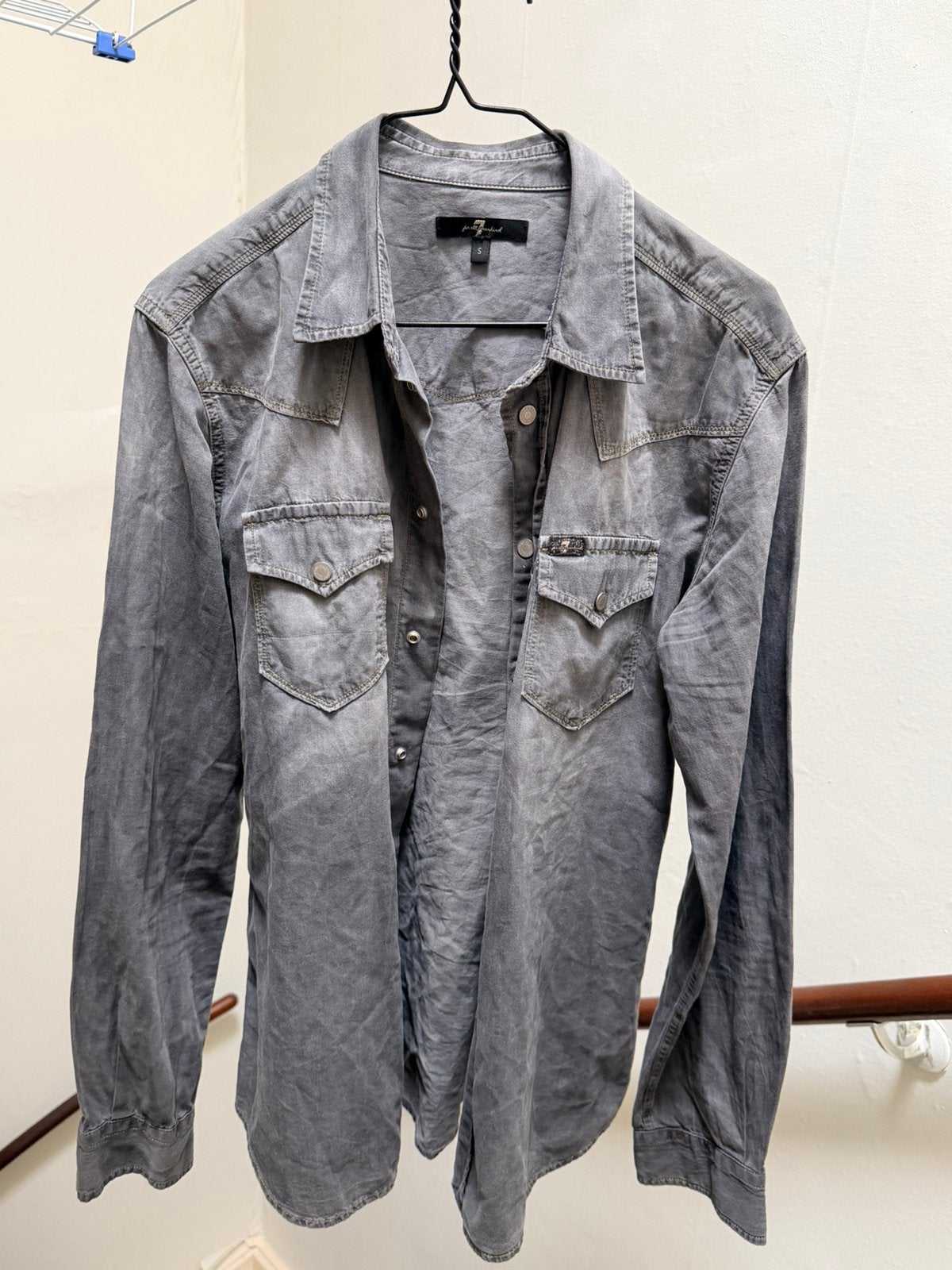 7 For All Mankind overhemd, Kleding | Heren, Overhemden, Ophalen of Verzenden, Gedragen, Grijs, Halswijdte 38 (S) of kleiner