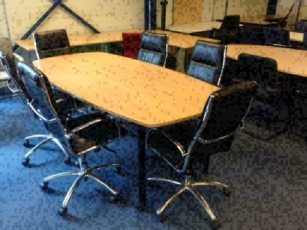 2 x Vergadertafel Werndl, donker beuken blad, 220 x 110 cm., Ophalen, Gebruikt