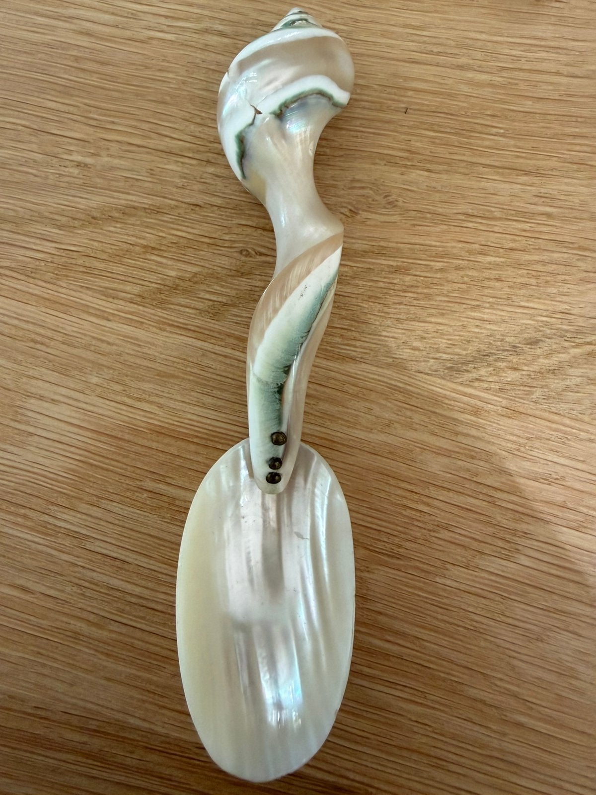 Vintage parelmoer kaviaarlepel met schelpsteel - 15 cm, Ophalen