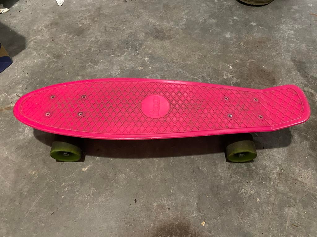 Roze Penny Board met Lichtgroene Wielen en Trucks, Ophalen, Gebruikt, Skateboard
