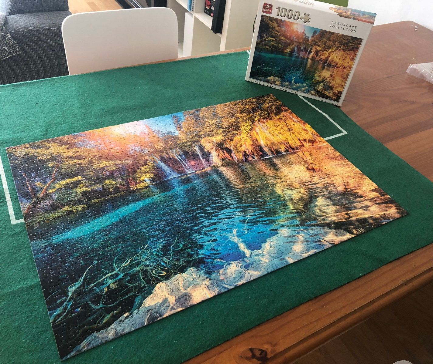 King Legpuzzel 1000 stukjes Plitvice Lake, Kroatië, Ophalen, 500 t/m 1500 stukjes, Gebruikt, Legpuzzel