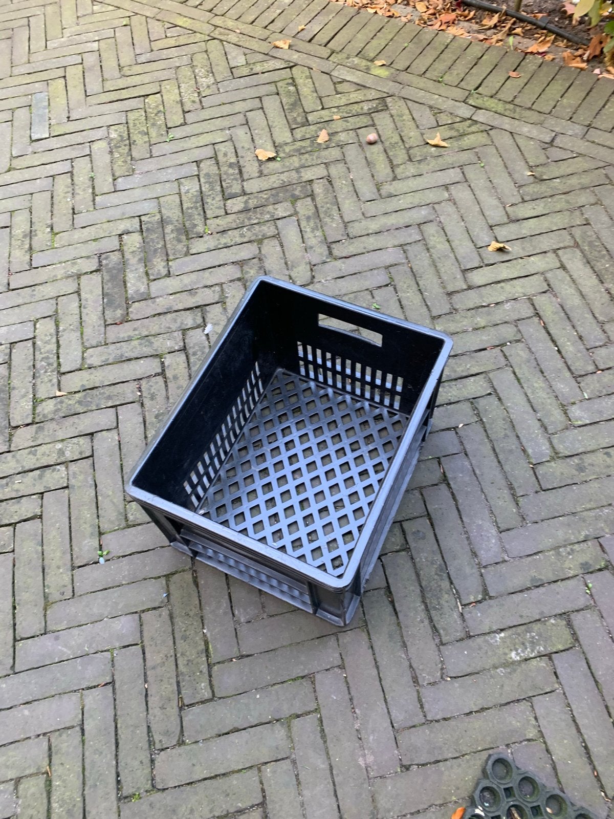 Stevige zwarte plastic krat voor op fiets, Ophalen, Gebruikt, 40 tot 60 cm, 50 tot 75 cm