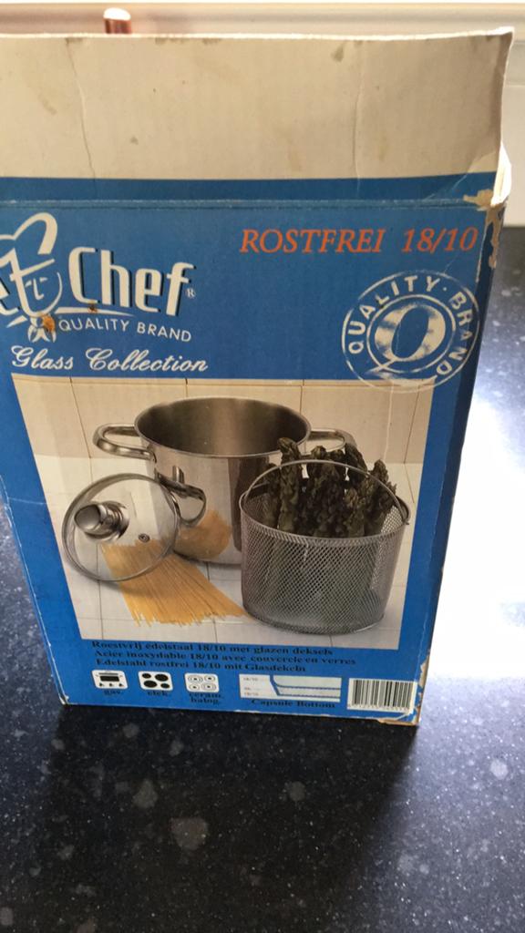 Chef Quality Brand Aspergepan RVS 18/10 met inzet, Ophalen, Nieuw, Rvs