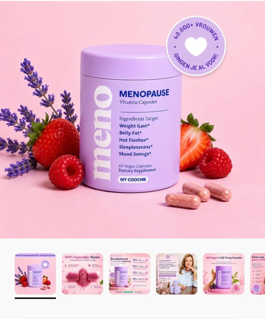 Meno Menopause Vitamine Capsules - 4 potten, Ophalen of Verzenden