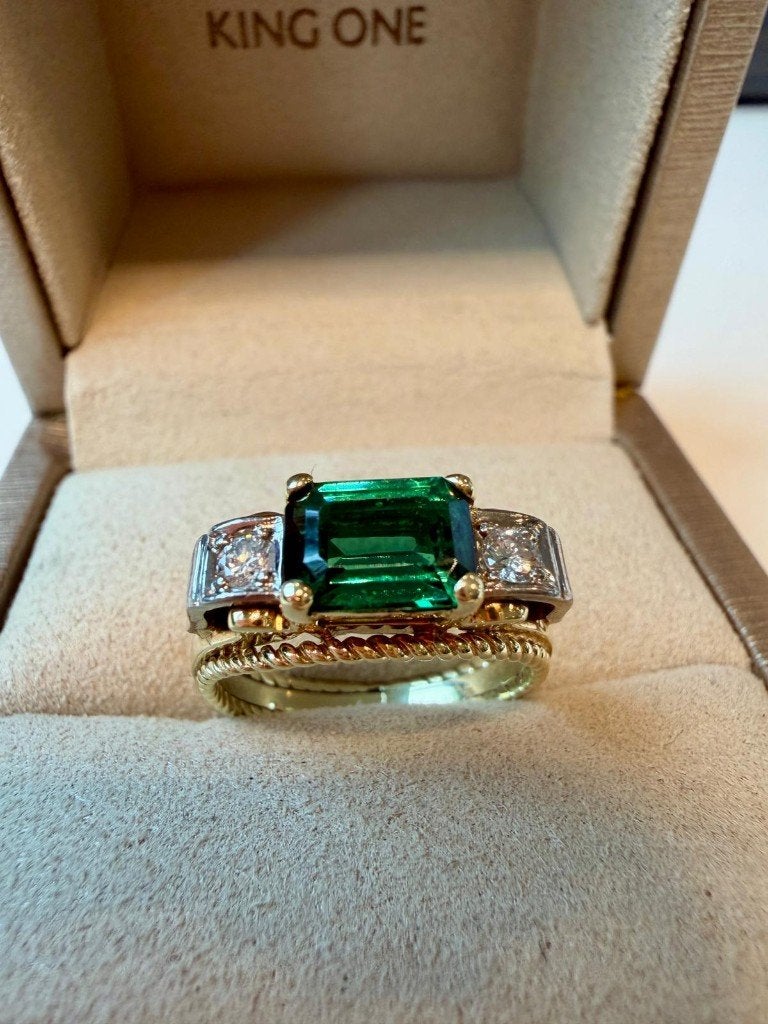 Prachtige ring van 14 karaat goud, diamanten en Toermalijn, Sieraden, Tassen en Uiterlijk, Ringen, Nieuw, Ophalen of Verzenden