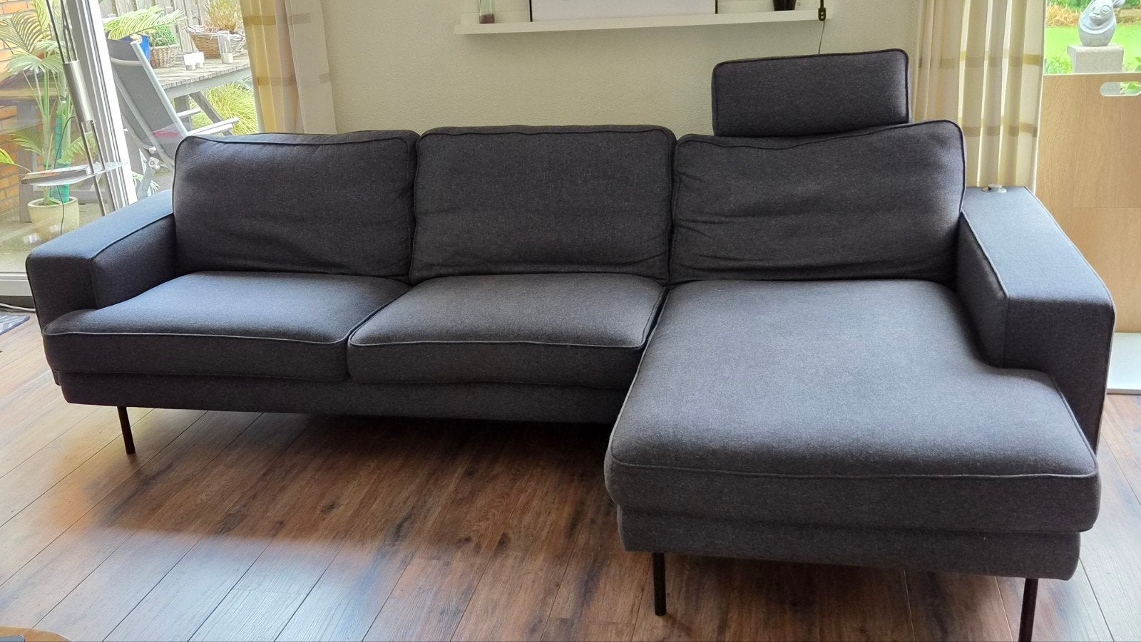 3,5-zits Hoekbank Jeans Blauw, Ophalen, 250 tot 300 cm, Gebruikt, Hoekbank
