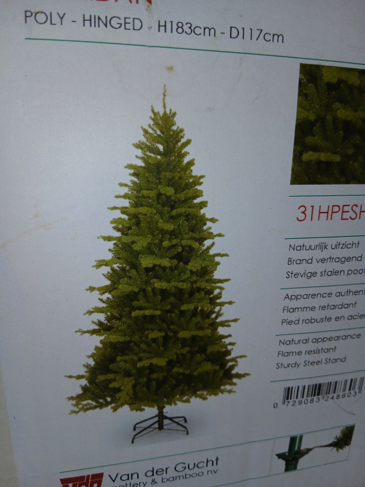nieuwe kerstboom kunst 1.83.m in doos, Ophalen, Nieuw