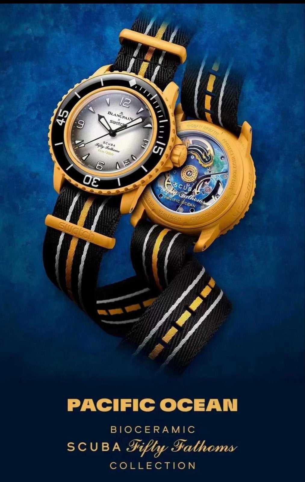 Blancpain X Swatch Scuba Fifty Fathoms - Pacific Ocean, Ophalen of Verzenden, Waterdicht, Nieuw, Zwart