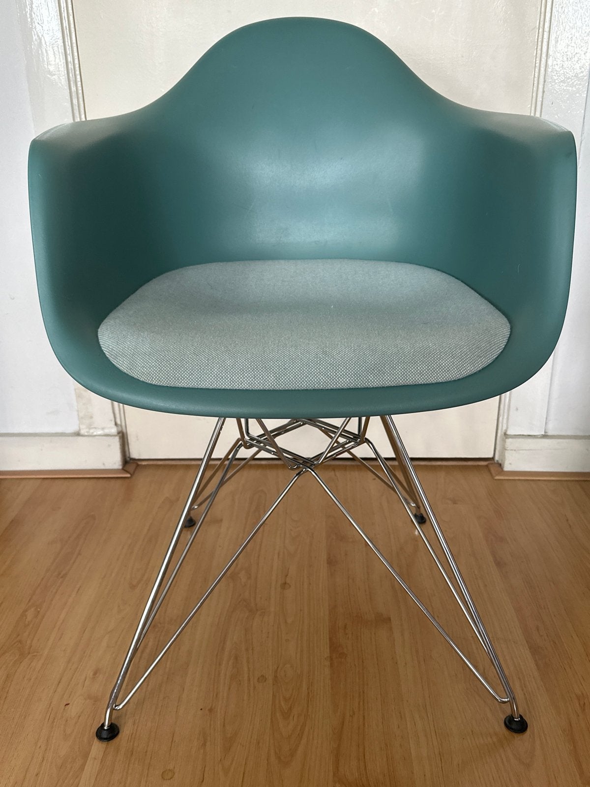 Vitra Eames DAR stoel - Petrol met stoffen zitting, Ophalen, Kunststof, Gebruikt, Overige kleuren