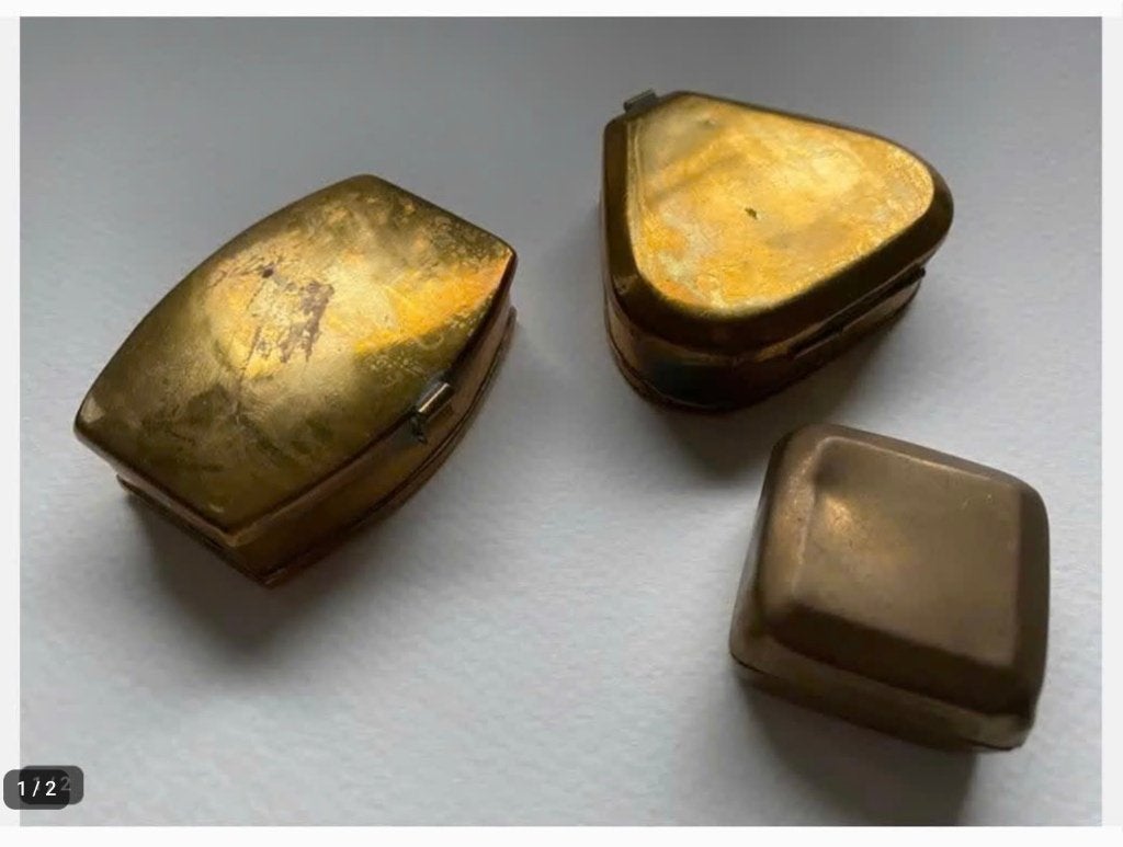 3 x oude vintage koperen pillendoosjes, voor de verzamelaar, Ophalen of Verzenden