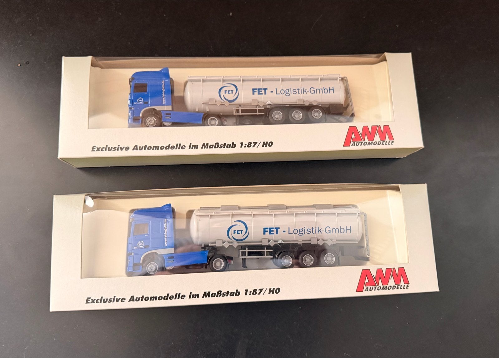 2x AWM FET Logistik modelvrachtwagen truck 1:87 H0, Ophalen of Verzenden, Nieuw, Bus of Vrachtwagen