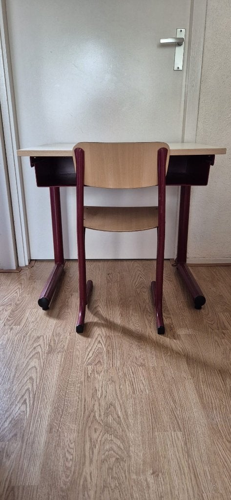 Oud schoolbankje met stoel, Antiek en Kunst, Ophalen
