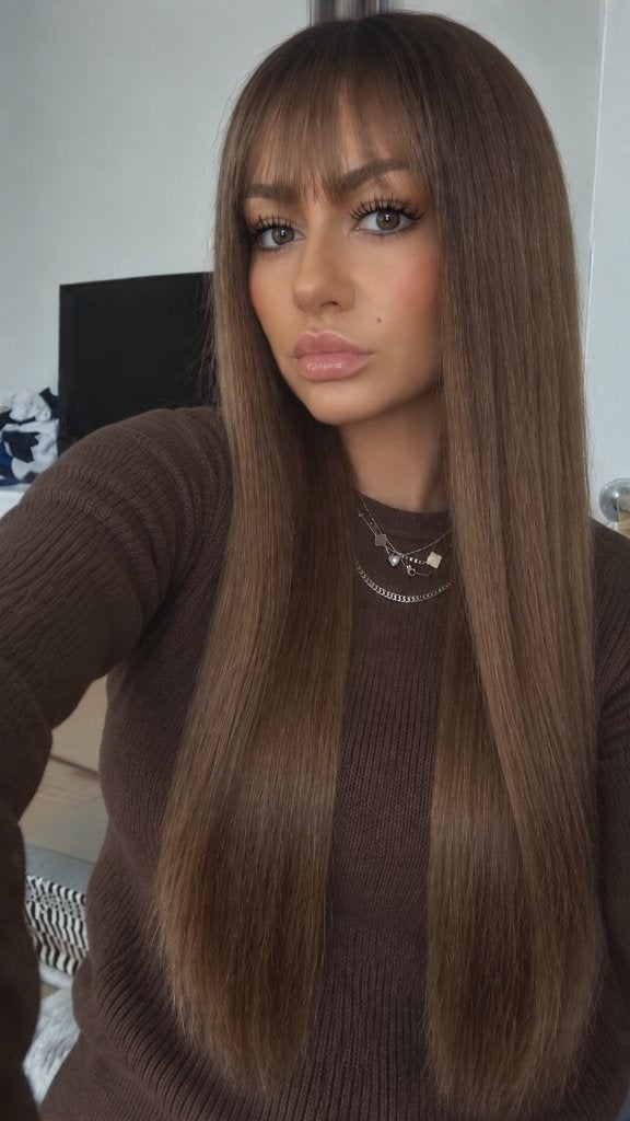 Silky straight synthetische (heat resistant) pruik 75 cm, Verzenden, Nieuw, Pruik of Haarverlenging
