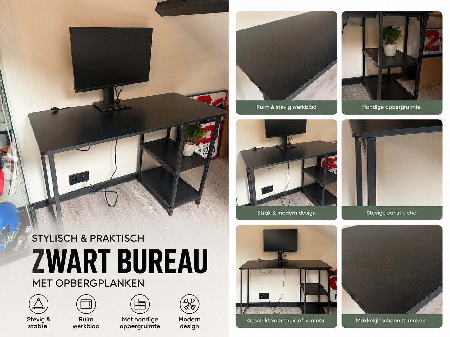 Bureau zwart, Huis en Inrichting, Bureaus, Ophalen, Zo goed als nieuw