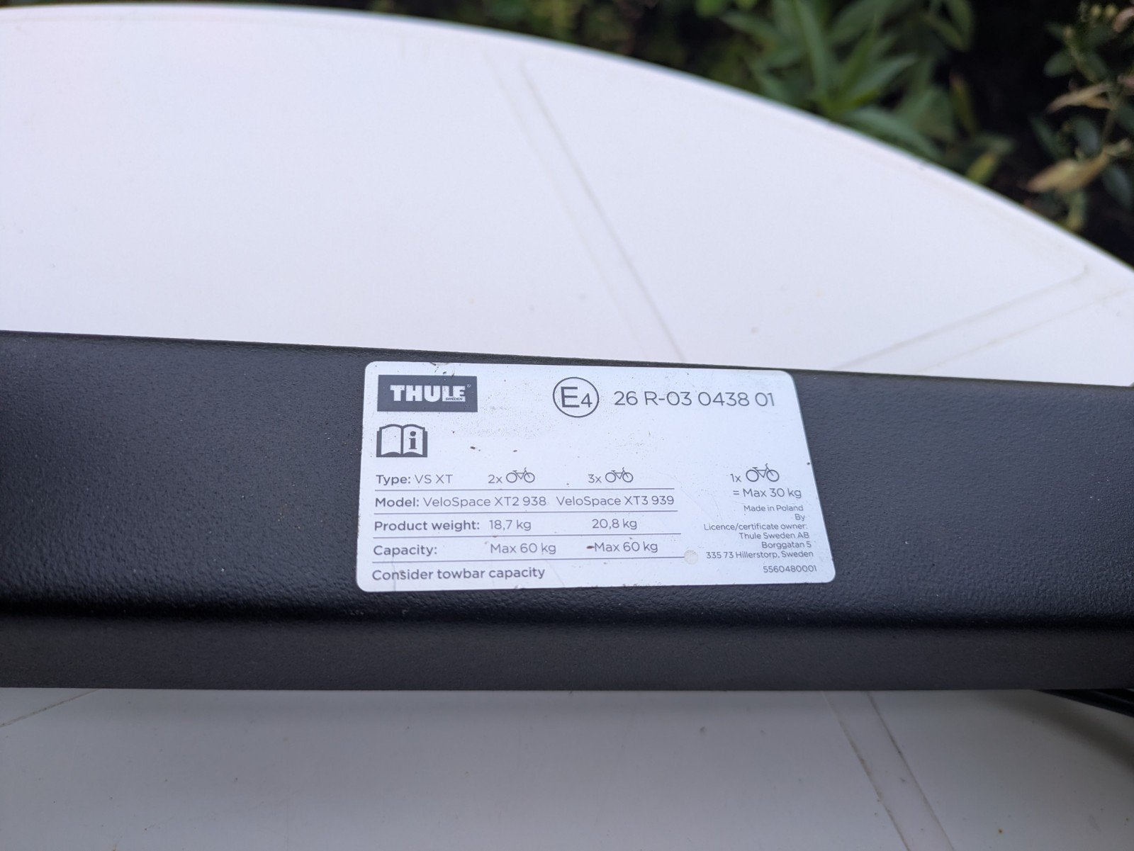 Thule VeloSpace XT2 Trekhaakdrager - Zo goed als nieuw, Ophalen, Zo goed als nieuw, 2 fietsen, Trekhaakdrager