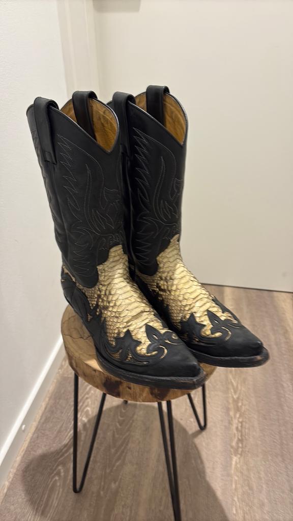 Sendra boots cowboylaarzen mt 40 zwart met python incl verz, Zwart, Boots, Ophalen of Verzenden, Gedragen