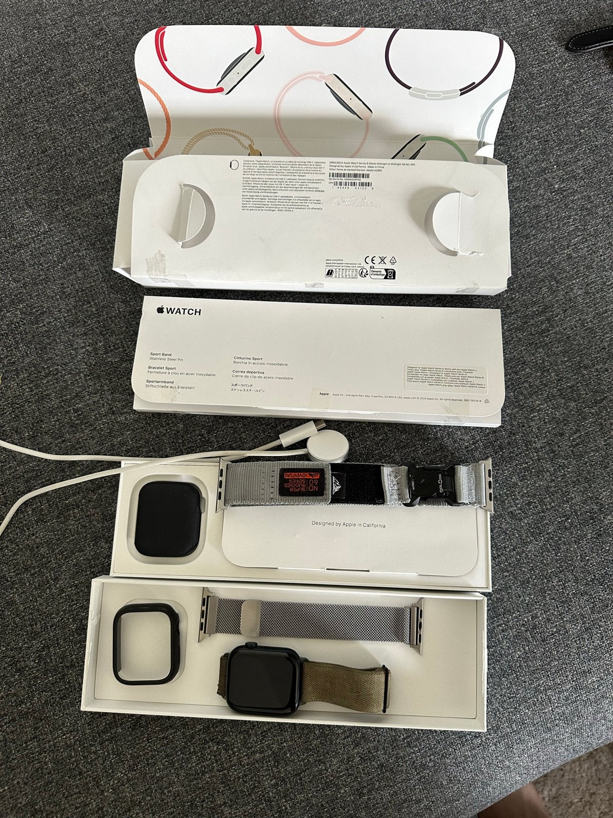 Apple Watch Series 9 45mm Midnight, Ophalen, Hartslag, Zwart, IOS