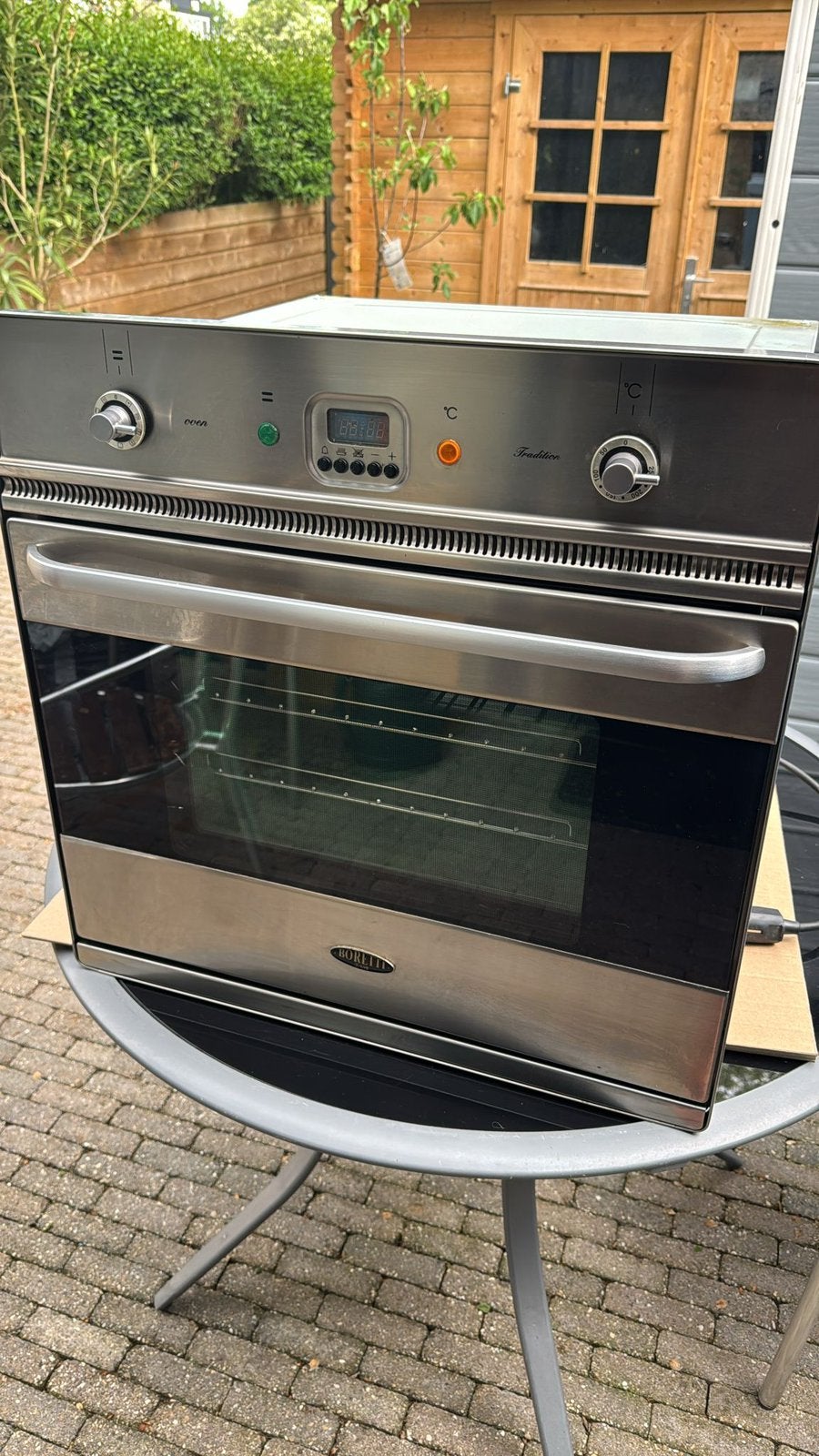 BORETTi Inbouw Oven 60 cm RVS Hetelucht, Grill, Oven  INBOUW, Ophalen, Zo goed als nieuw, Inbouw