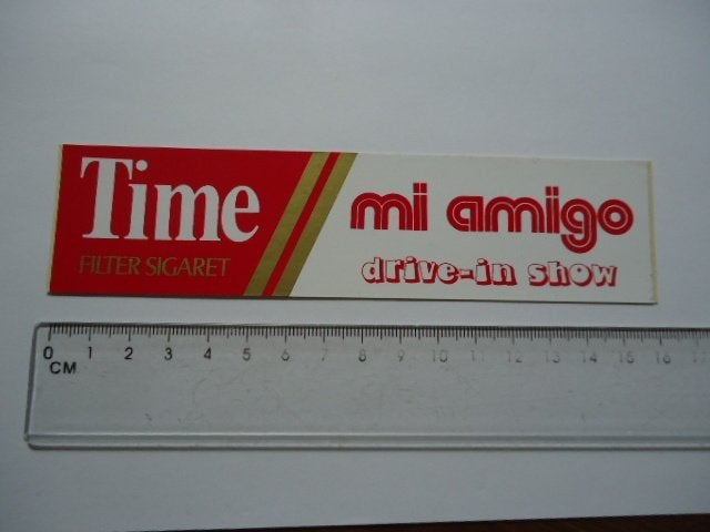 sticker oud MI AMIGO radio dj deejay drive in disco show pop, Ophalen of Verzenden, Zo goed als nieuw, Bedrijf of Vereniging