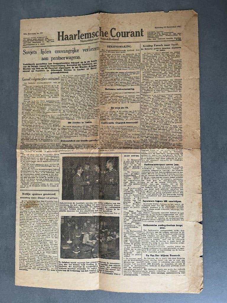 Haarlemsche Courant 1943, Ophalen of Verzenden, Gelezen, Krant