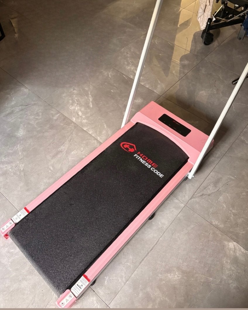 Roze Loopband C1, Snelheid 1-10km/u, 5% Handmatige Helling, Ophalen, Zo goed als nieuw, Metaal, Loopband