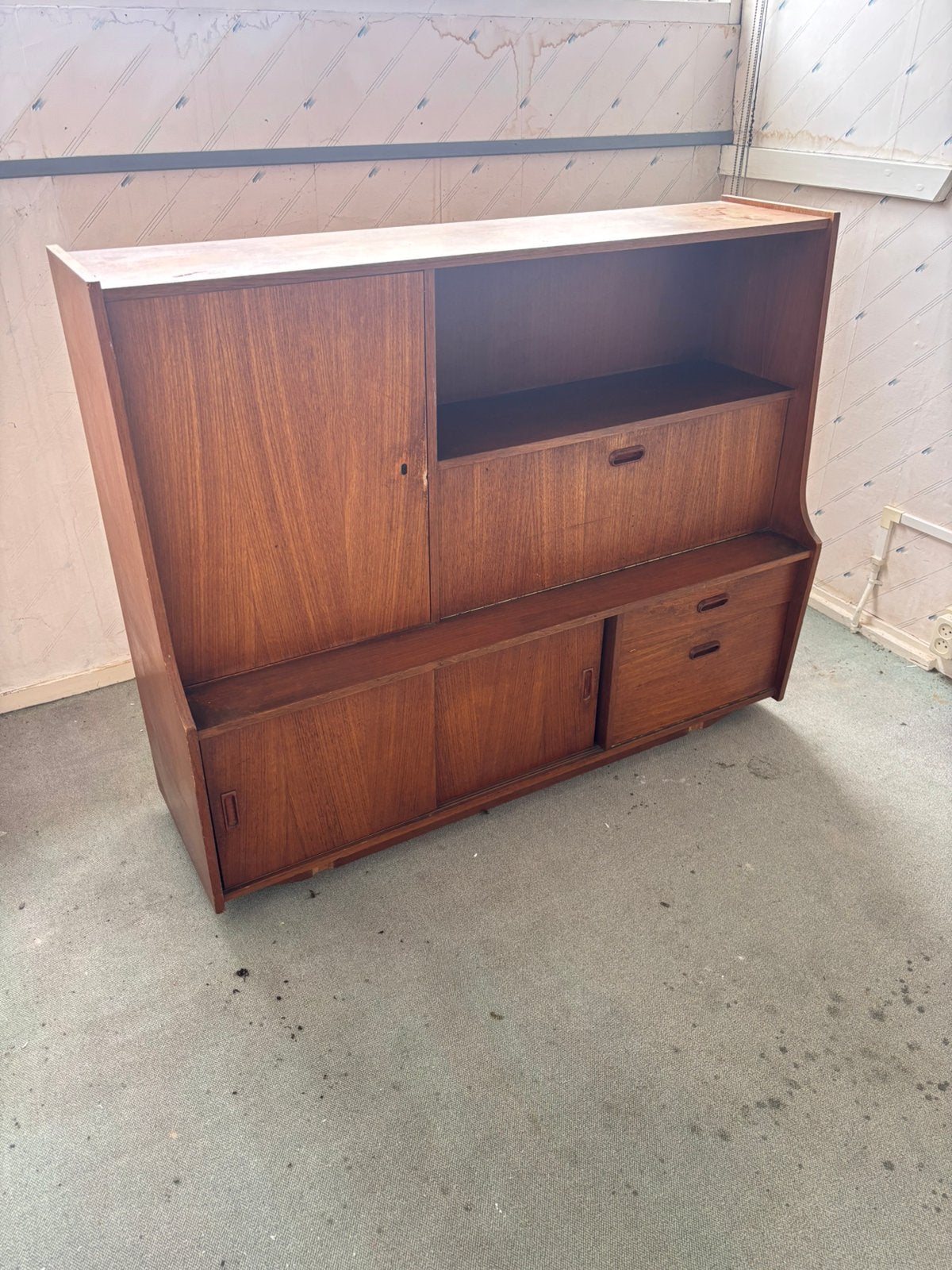 Vintage Teak Secretaire Boekenkast - Jaren '60 Design, Ophalen of Verzenden