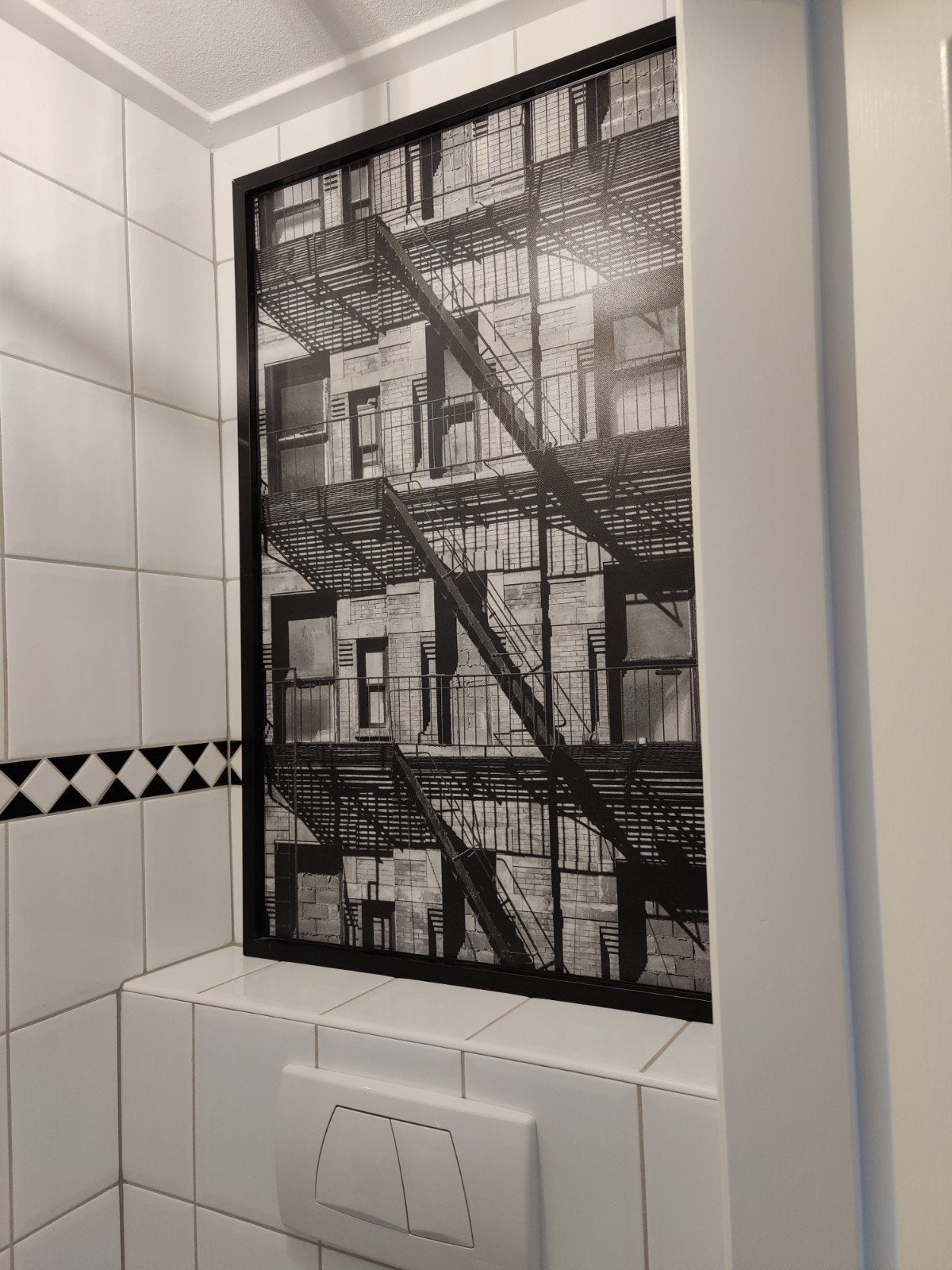 IKEA Schilderij/Print met Brandtrappen - Zwart-wit, Huis en Inrichting, Woonaccessoires | Schilderijen, Tekeningen en Foto's, Gebruikt