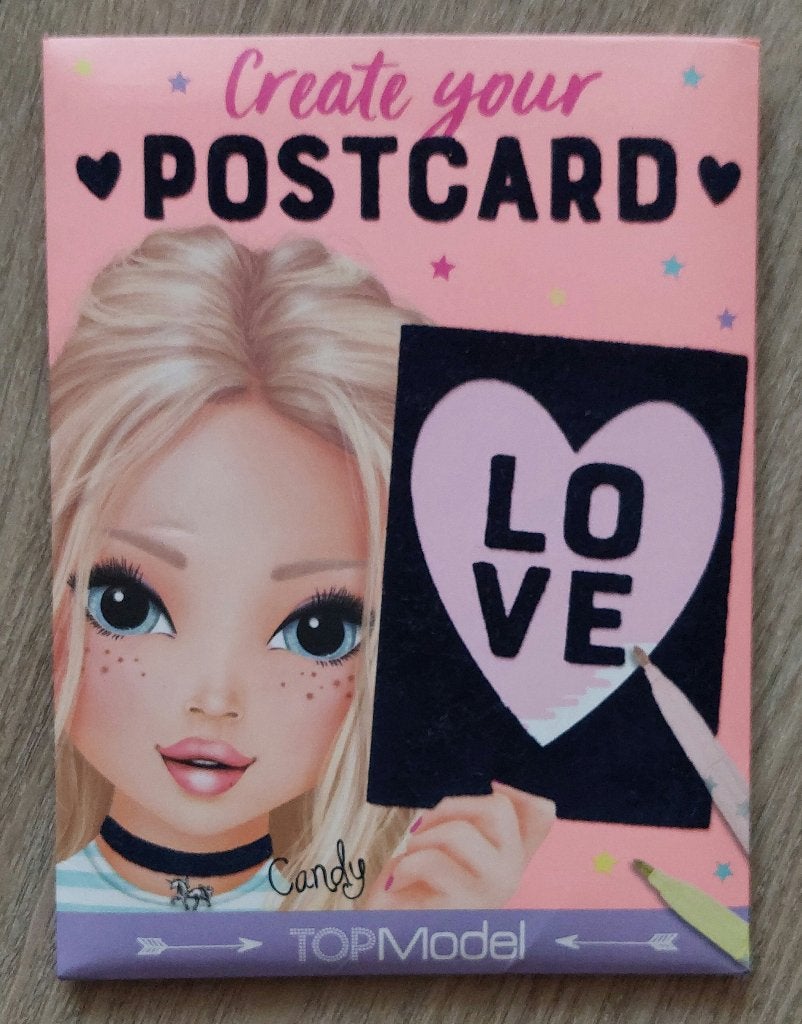 Topmodel Postkaarten om zelf in te kleuren, Hobby en Vrije tijd, Ophalen of Verzenden, Zo goed als nieuw, Kind, Blanco kaart of Basiskaart