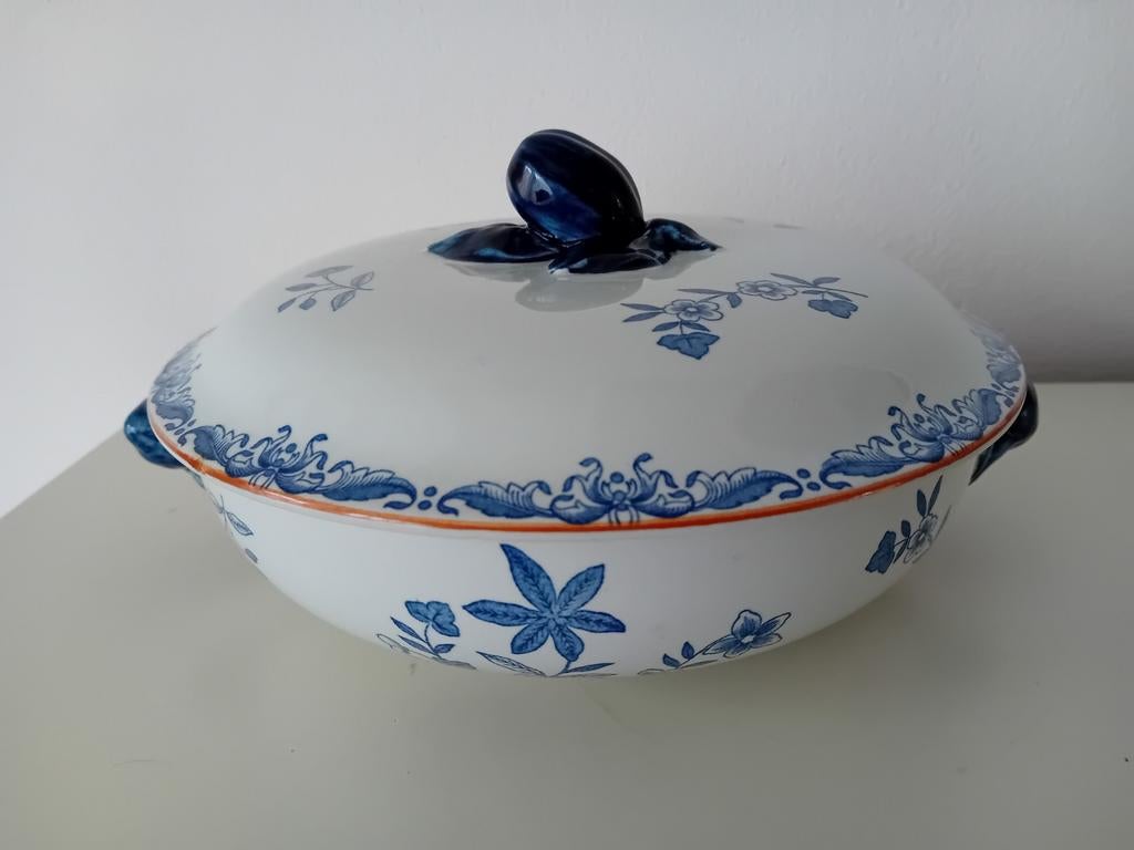 Prachtige ronde dekschaal met deksel Rorstrand Ostindia, Ophalen of Verzenden, Overige stijlen, Aardewerk, Schaal of Schalen