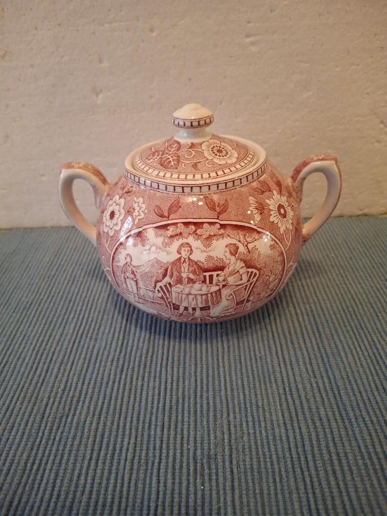 Teadrinker - Societe Ceramique - mooi aardewerk suikerpotje, Antiek en Kunst, Antiek | Servies los, Ophalen of Verzenden