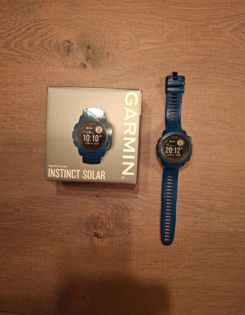 Smartwatch Garmin instinct solar 45mm IZGS, Blauw, Garmin, Ophalen of Verzenden, Zo goed als nieuw
