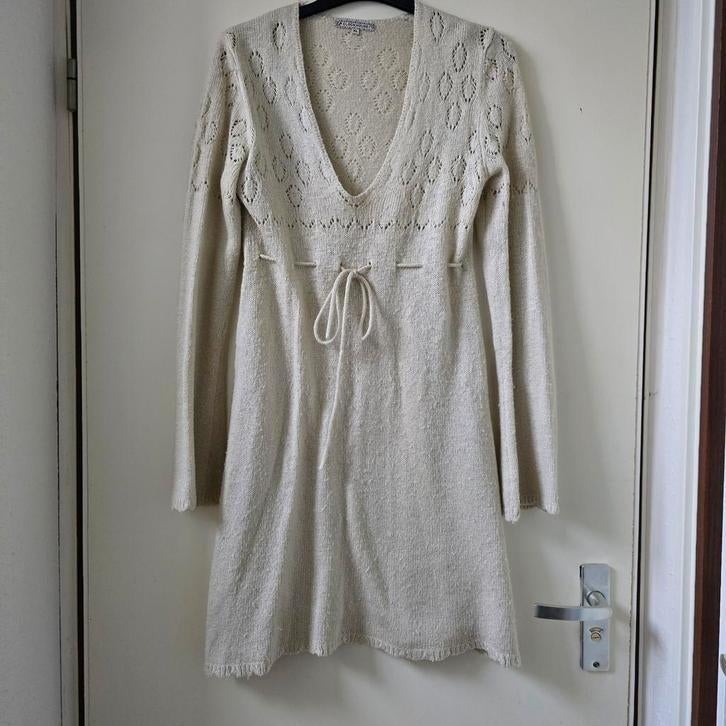 Gebreide jurk - Maat XL als L, Kleding | Dames, Jurken, Zo goed als nieuw, Maat 42/44 (L), Beige, Boven de knie, Ophalen of Verzenden