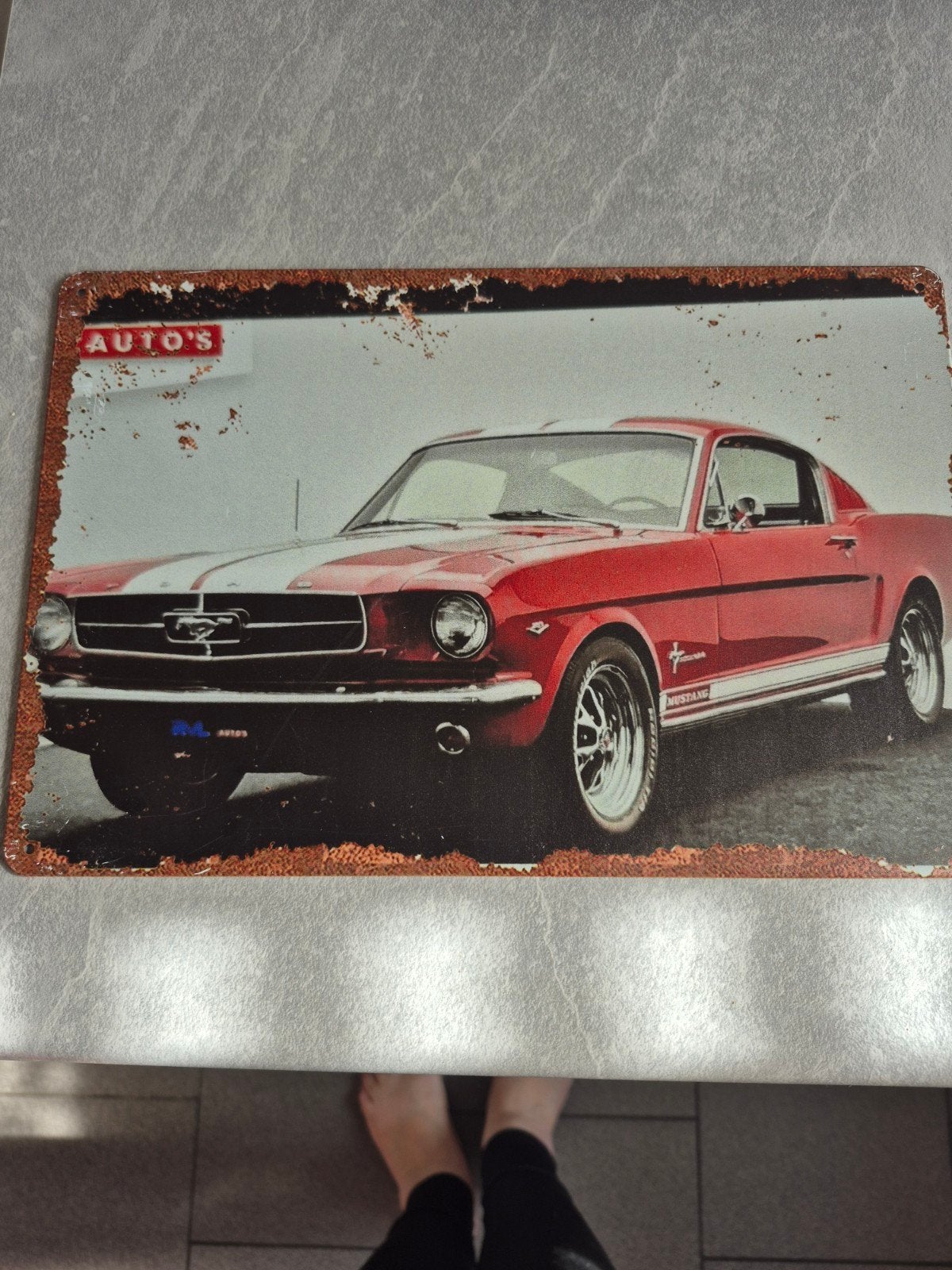 Vintage Mustang Auto's Metalen Plaat Decoratie, Ophalen of Verzenden, Gebruikt, Auto's